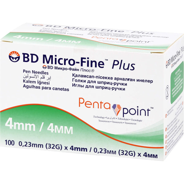 Aiguilles pour stylo BD Micro-fine+ 4 mm (0,23 x 4 mm), paquet de 100 pièces