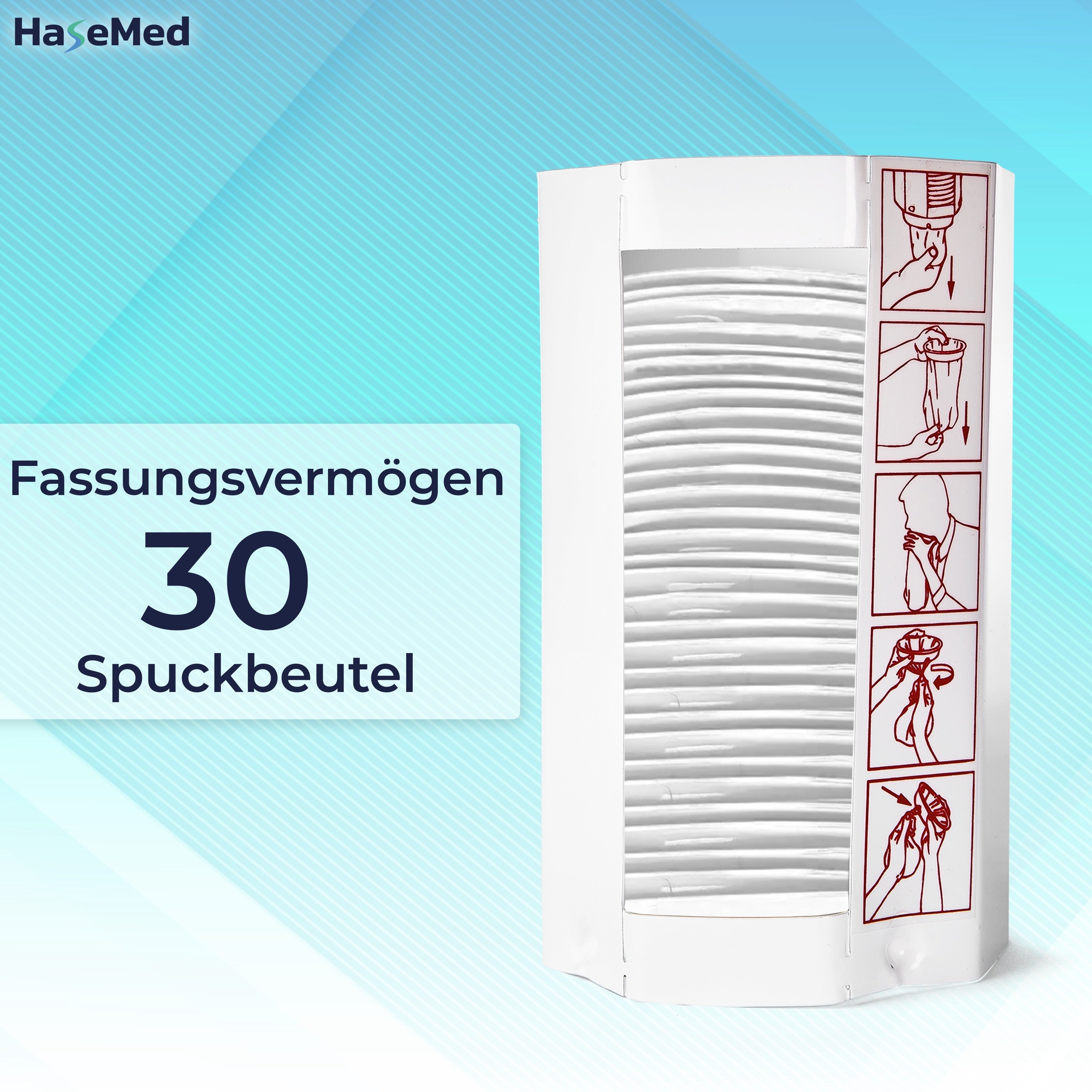 Distributeur métallique HaseMed pour sacs à vomi, taille M