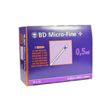 Seringue à insuline BD MICRO-FINE+ avec aiguille 0,5 ml - U100 - 0,30 mm (30 G) x 8 mm | 100 pièces
