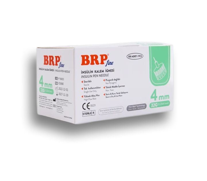 BRP Fine Insulin Pen Needles, Sterile, Compatible for All Insulin Pens, 1 Pack = 100 Pieces