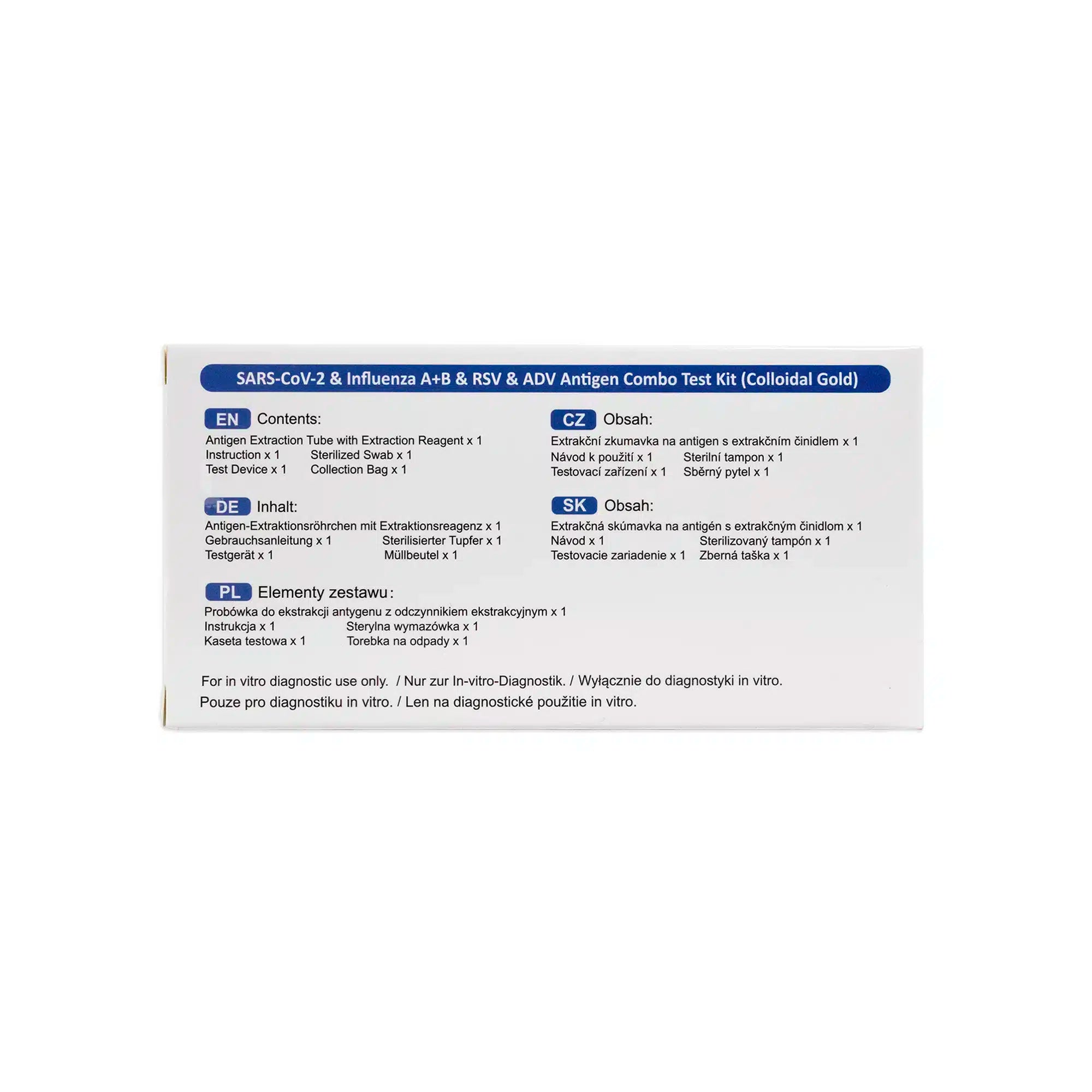 Deepblue 5in1 Combo Test: COVID-19, Flu A+B, RSV & Adenovirus – Rapid Antigen Selftest