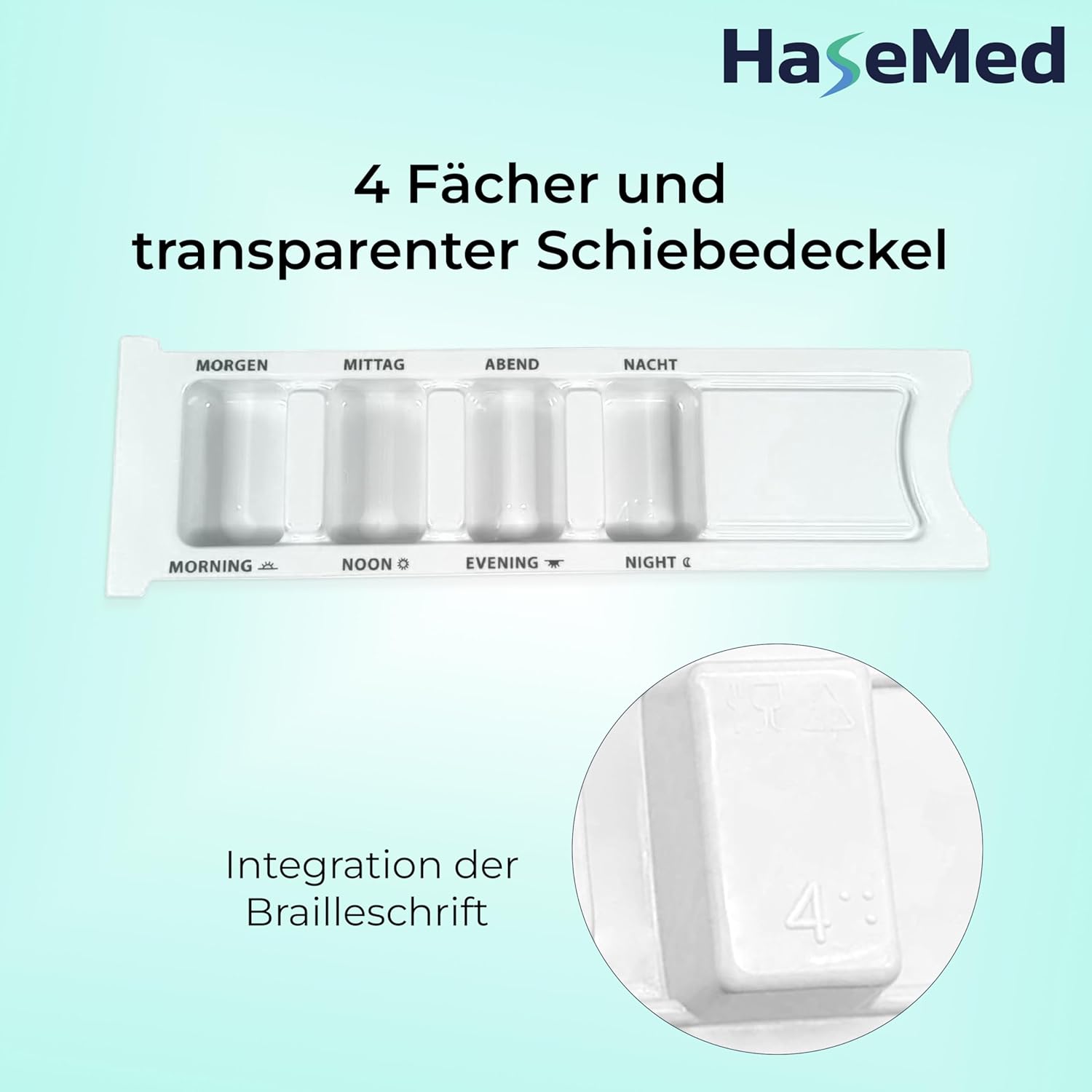 Pilulier HaseMed 4 Compartiments, pour 1 Jour | Pack de 10