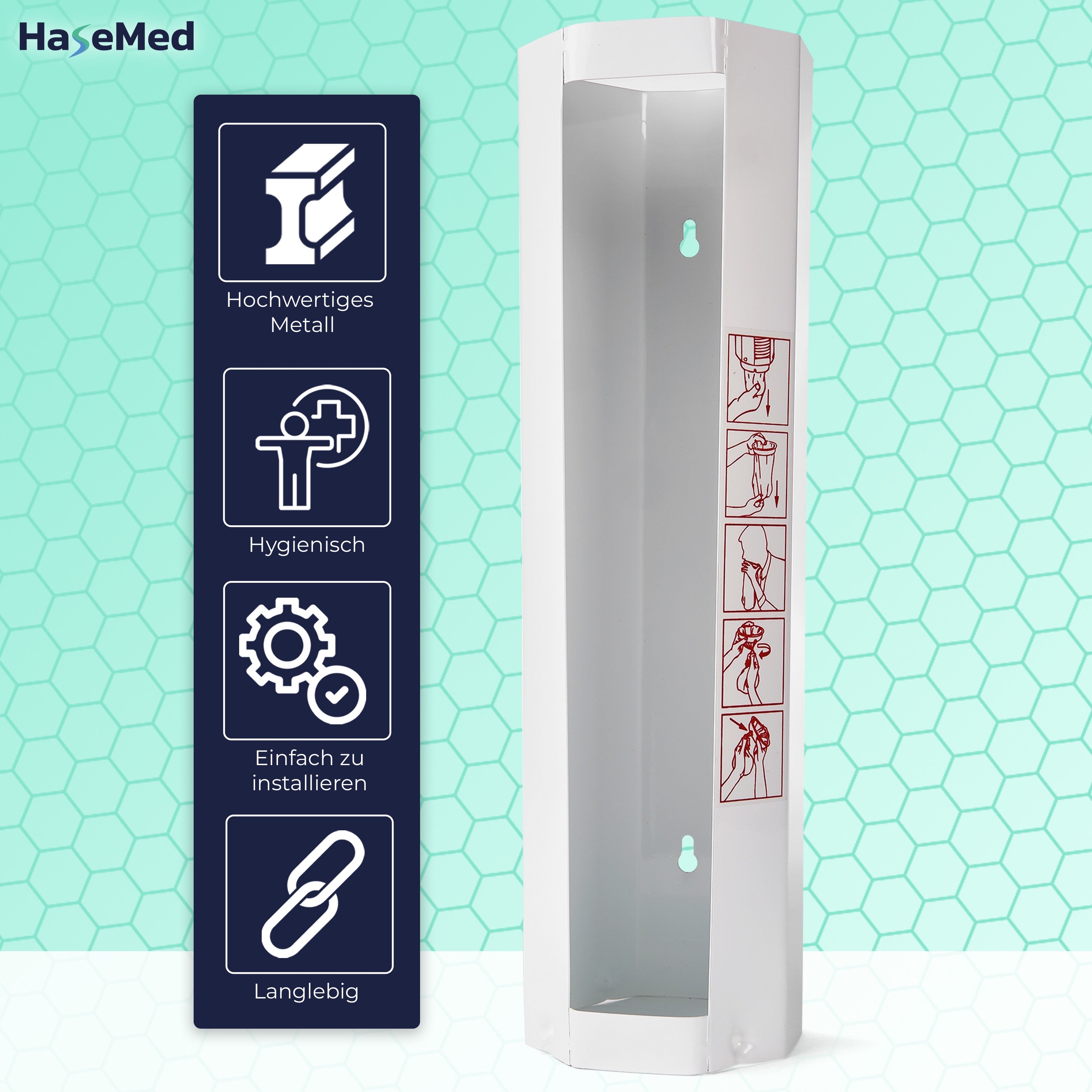 Distributeur métallique HaseMed pour sacs à vomi, taille XL