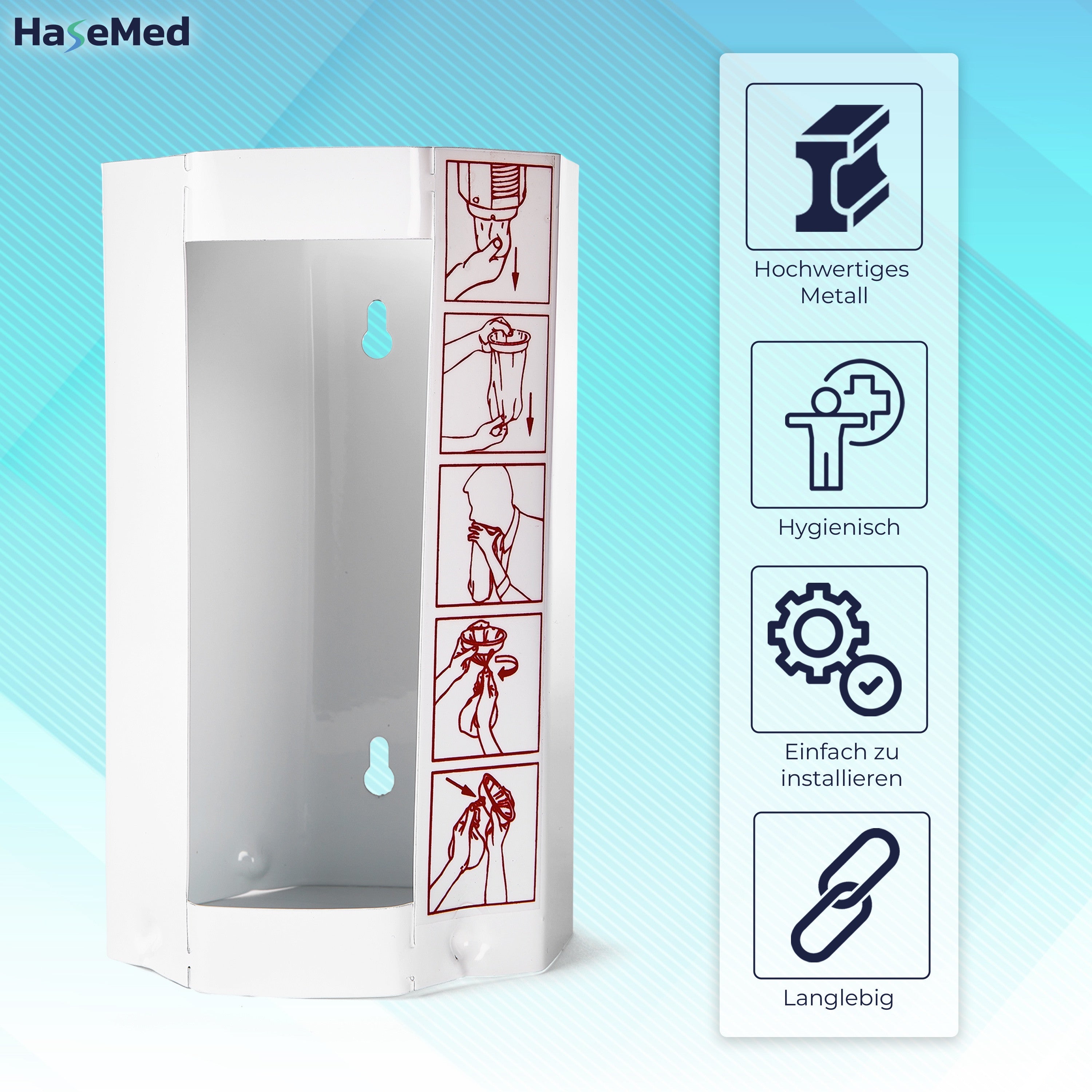 Distributeur métallique HaseMed pour sacs à vomi, taille M