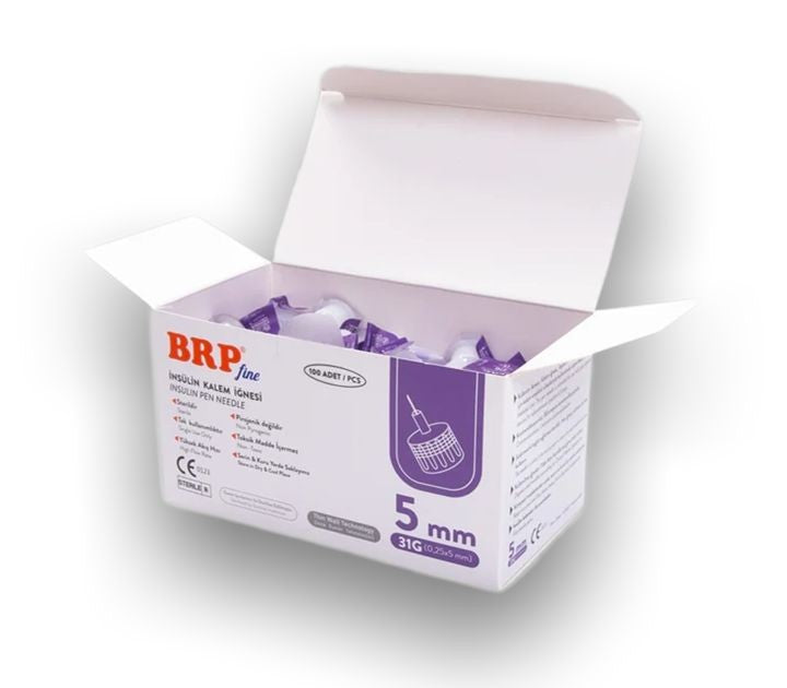BRP Fine Insulin Pen Needles, Sterile, Compatible for All Insulin Pens, 1 Pack = 100 Pieces