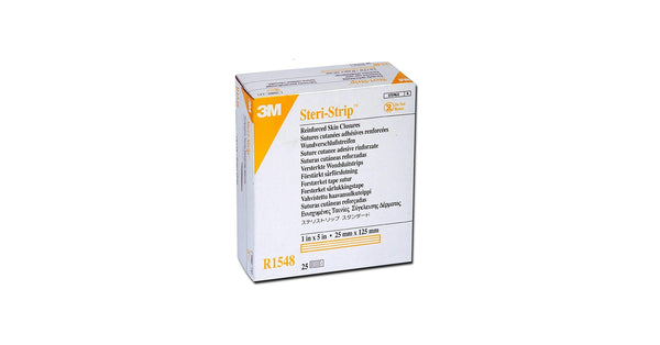 Bandes adhésives Steri-Strip 3M R1548 pour la fermeture des plaies, 25 mm x 125 mm (25 sachets x 4 bandes)