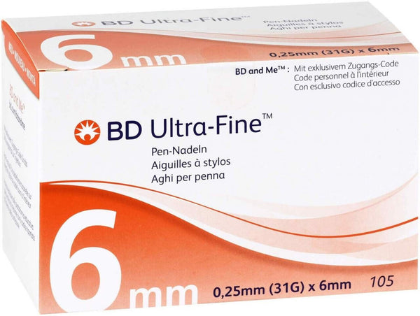 Aiguilles pour stylo BD Ultra-Fine, 0,25 x 6 mm 31G (320523)