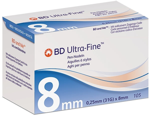 Aiguilles pour stylo BD Ultra-Fine, 0,25 x 8 mm 31G (320524)