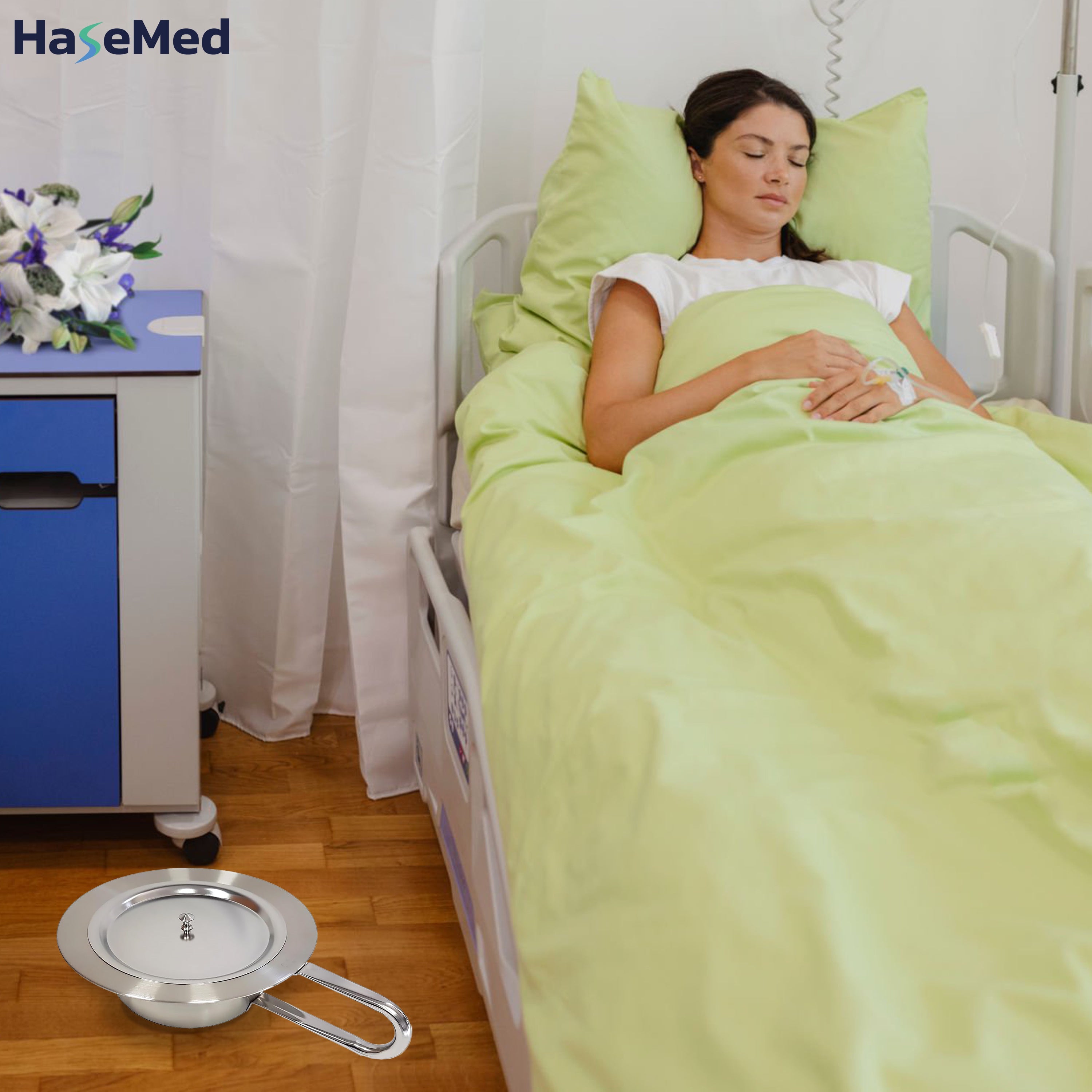 HaseMed Bedpan with Lid, Stainless Steel approx. 31 cm